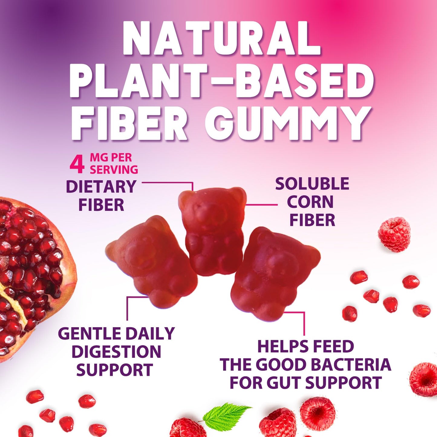 Fiber Gummies – Sugar Free Prebiotic Plant-Based Fiber 4g per Serving Supplement - Improved Soluble Formula Supports Digestive Health & Regularity - Non-GMO, - Maple Wellness Supplements
