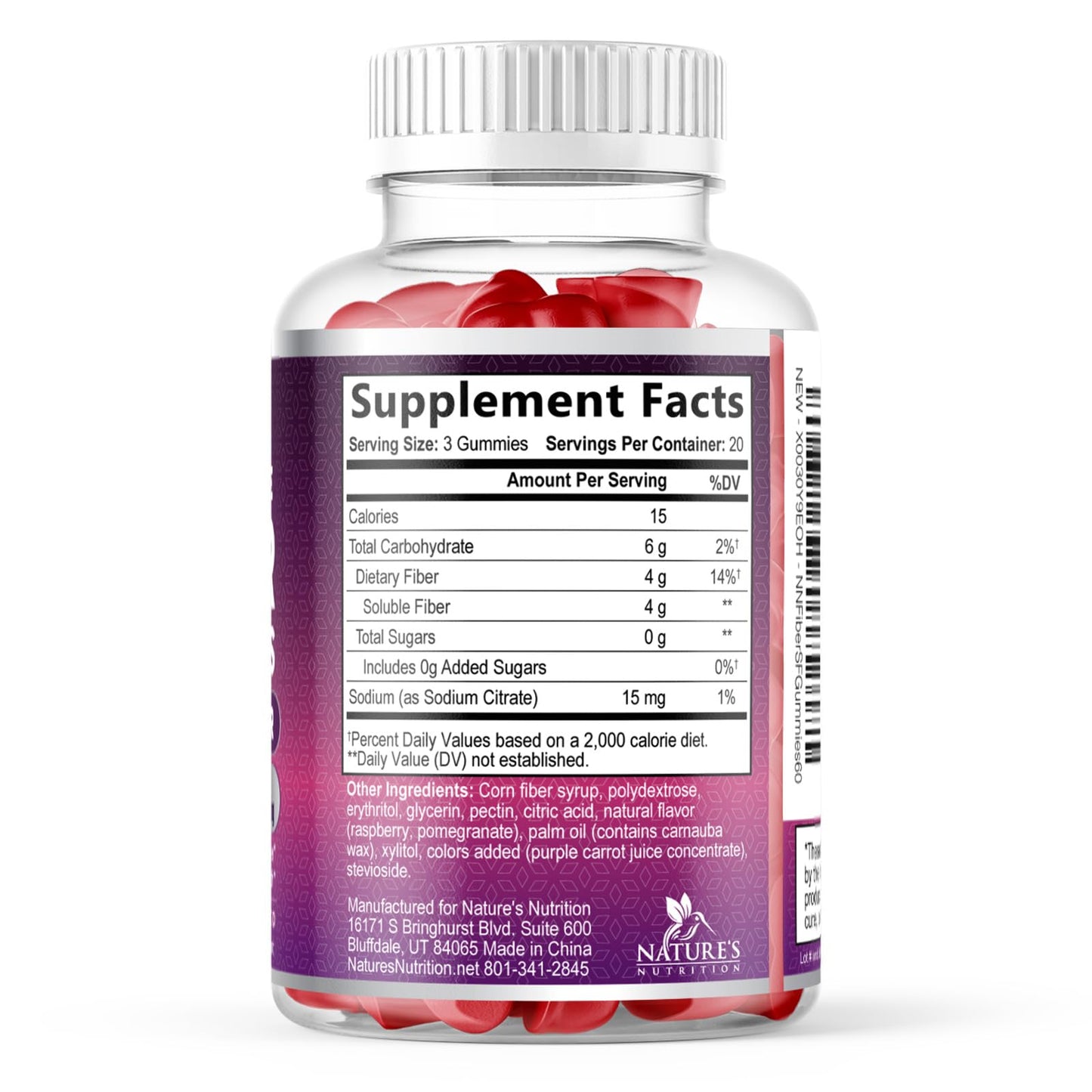 Fiber Gummies – Sugar Free Prebiotic Plant-Based Fiber 4g per Serving Supplement - Improved Soluble Formula Supports Digestive Health & Regularity - Non-GMO, - Maple Wellness Supplements