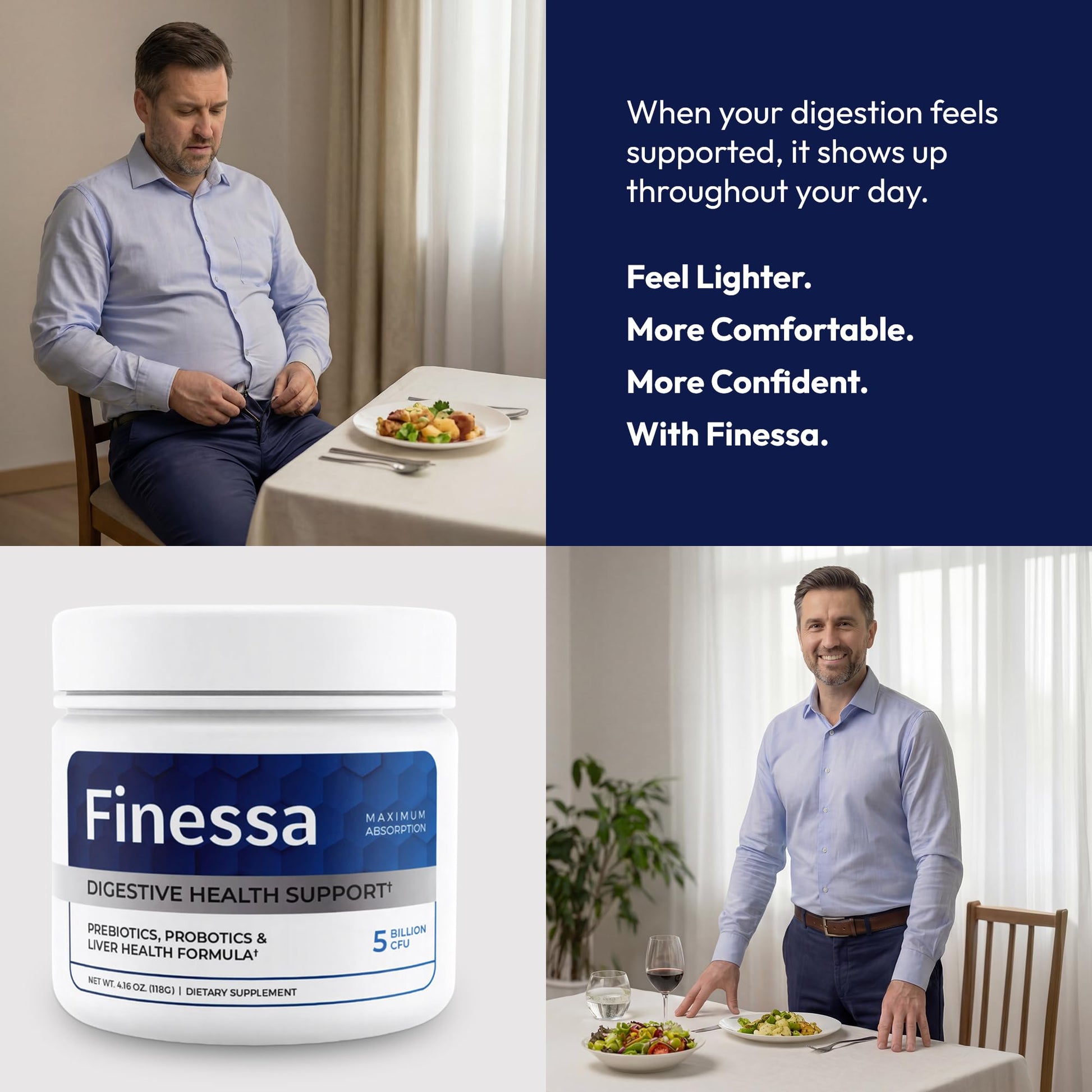 Finessa Digestive Probiotic Drink - 2in1 Digestive Health, Liver Cleanse Detox & Repair | Constipation, Gas and Bloating Relief | Gut Health Blend with Prebiotics & Probiotics - Maple Wellness Supplements