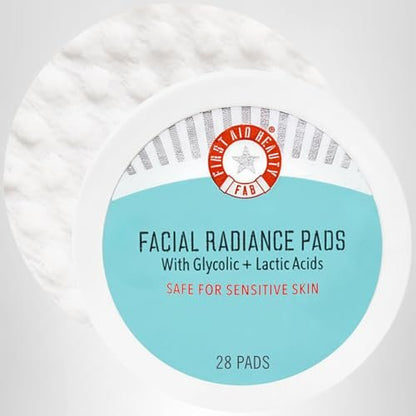 First Aid Beauty - Facial Radiance Pads with Glycolic & Lactic Acids, Daily Exfoliating Pads - Maple Wellness Supplements