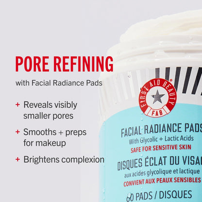 First Aid Beauty - Facial Radiance Pads with Glycolic & Lactic Acids, Daily Exfoliating Pads - Maple Wellness Supplements