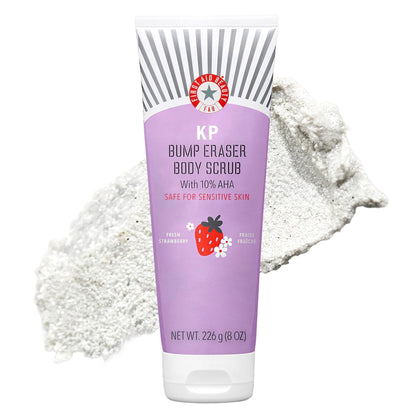 First Aid Beauty - KP Bump Eraser Body Scrub with 10% AHA, Keratosis Pilaris Exfoliator with Glycolic and Lactic acids, Helps Reduce Chicken Skin Bumps - Maple Wellness Supplements