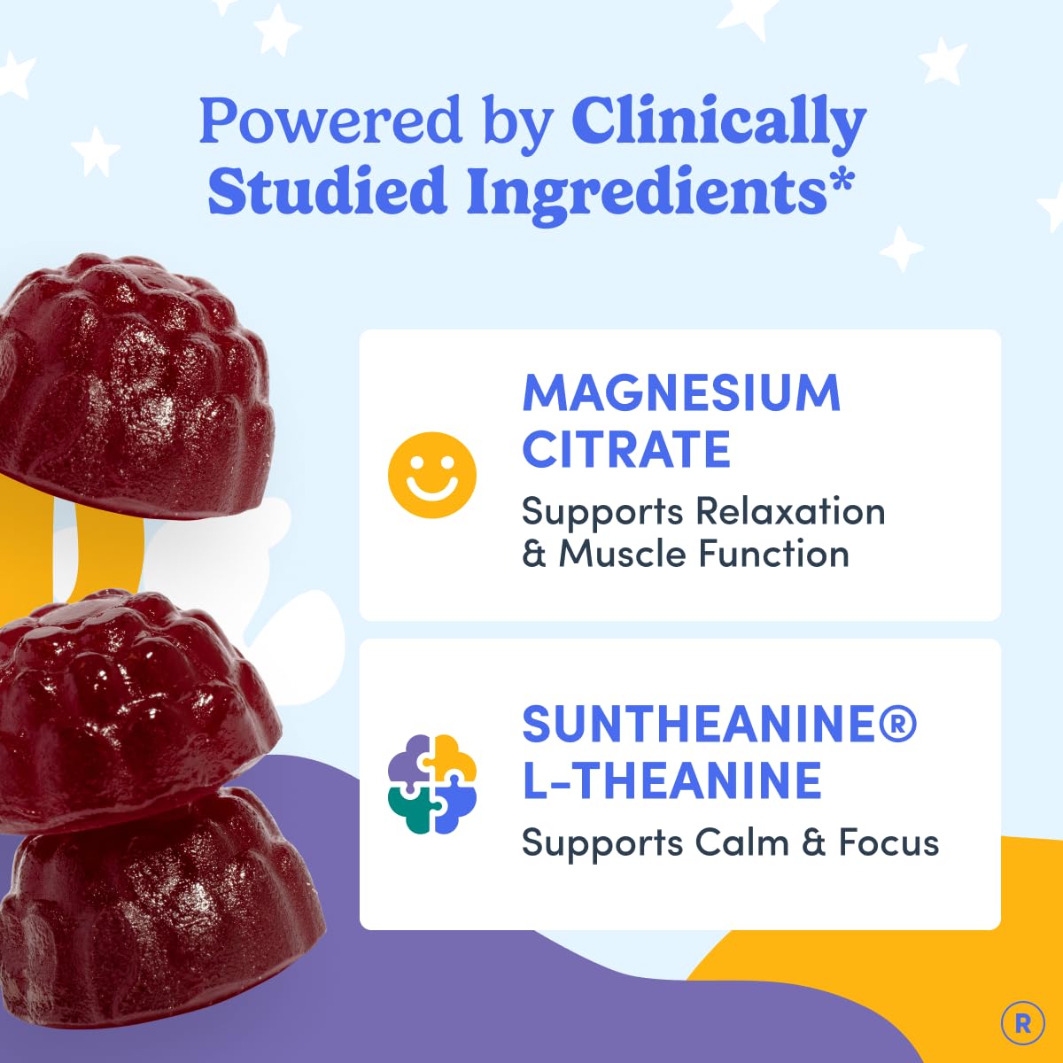 FIRST DAY Kids Magnesium Citrate Gummies (Ages 4+) with No Melatonin | Calm Kids Magnesium Gummies | Bedtime Supplement for Better Sleep with Suntheanine - Maple Wellness Supplements
