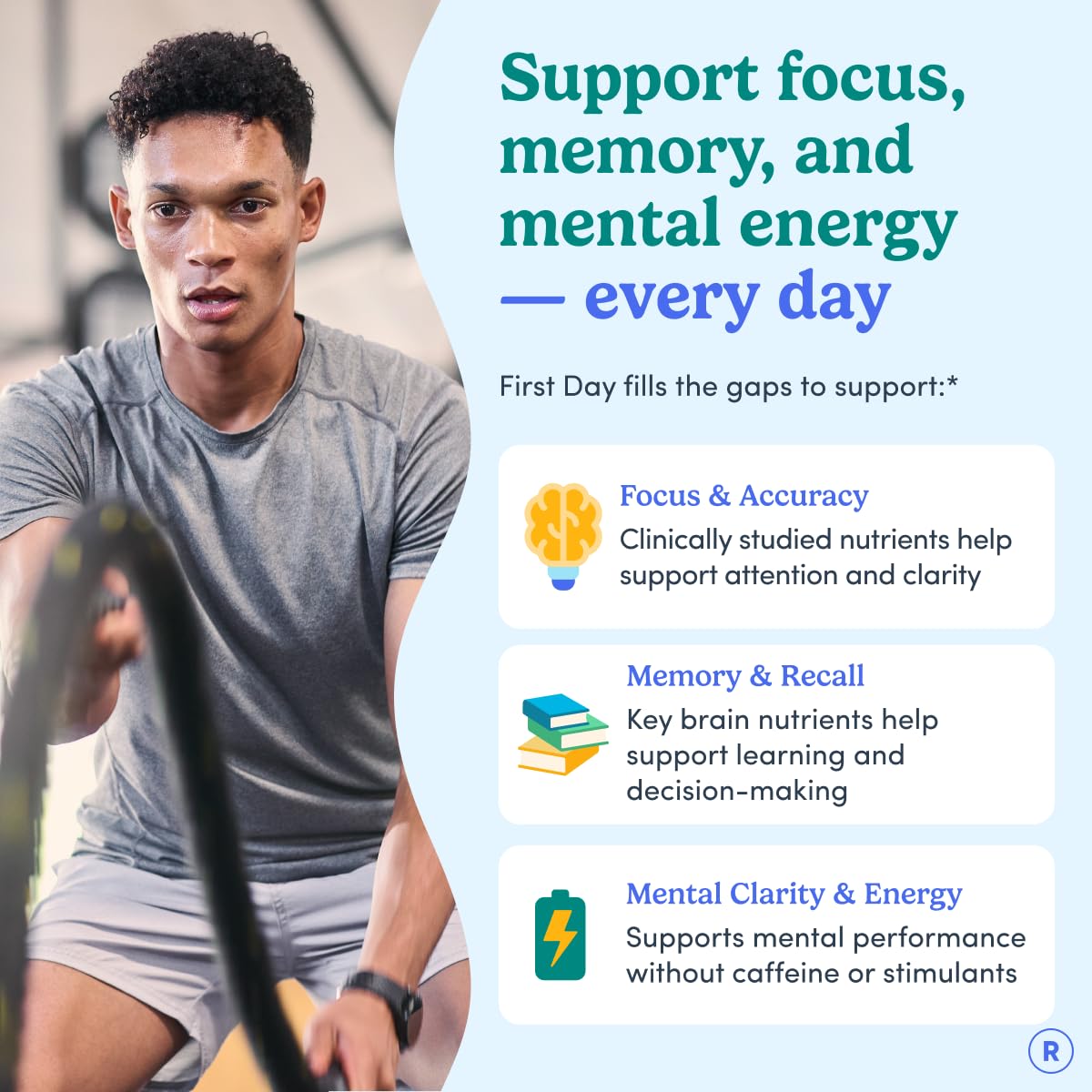 FIRST DAY Men’s Daily Nootropic Brain Supplement Gummies for Focus, Memory & Mental Energy | with Cognizin® Citicoline, Phosphatidylserine & Natural Caffeine | Vegan, Allergen-Free | 30-Day Supply - Maple Wellness Supplements