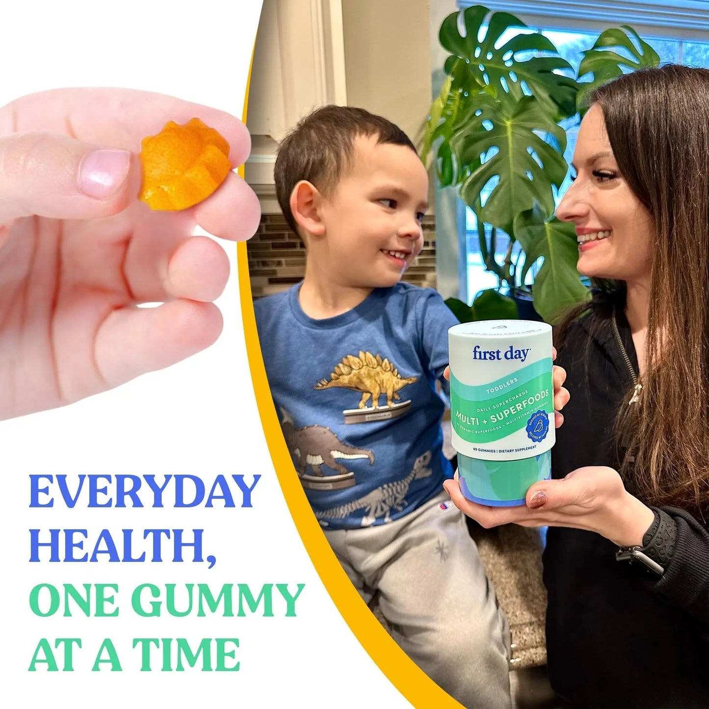 FIRST DAY Toddler Multivitamin Gummies (Ages 2-3)| Kids Multivitamin Gummies with Vitamins A C D3, B2, B12, Choline, Folate and 21 Organic Superfoods| (30 Day Supply) - Maple Wellness Supplements