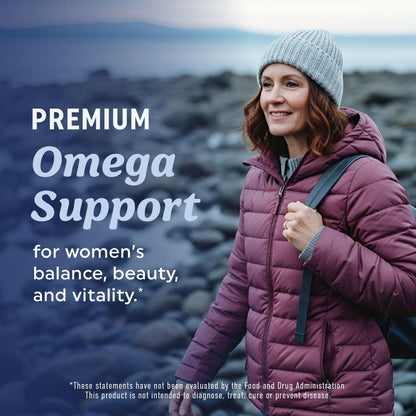 Fish Oil Omega 3 Supplements for Women | DHA + EPA | Heart Health, Hormone Balance, Skin & Wellness Support | 600MG Omega3 + 800MG Evening Primrose Oil - Maple Wellness Supplements