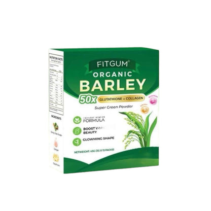 FIT Gum Organic Barley 50X Glutathione & Collagen Super Green Powder - 3g x 15 Sachets - Maple Wellness Supplements