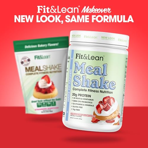 Fit & Lean Meal Shake, Fat Burning Meal Replacement, Protein, Fiber, Probiotics, Strawberry - Maple Wellness Supplements