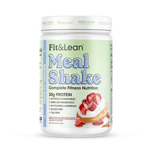 Fit & Lean Meal Shake, Fat Burning Meal Replacement, Protein, Fiber, Probiotics, Strawberry - Maple Wellness Supplements