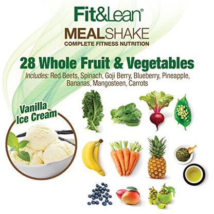 Fit & Lean Meal Shake, Fat Burning Meal Replacement, Protein, Fiber, Probiotics, Vanilla - Maple Wellness Supplements