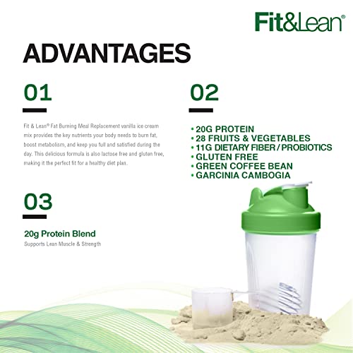 Fit & Lean Meal Shake, Fat Burning Meal Replacement, Protein, Fiber, Probiotics, Vanilla - Maple Wellness Supplements