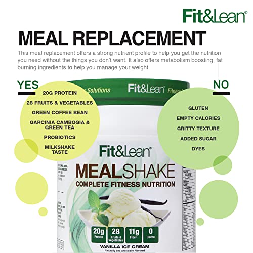 Fit & Lean Meal Shake, Fat Burning Meal Replacement, Protein, Fiber, Probiotics, Vanilla - Maple Wellness Supplements