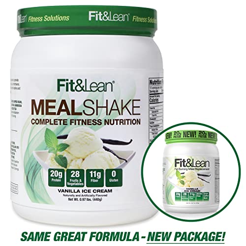 Fit & Lean Meal Shake, Fat Burning Meal Replacement, Protein, Fiber, Probiotics, Vanilla - Maple Wellness Supplements