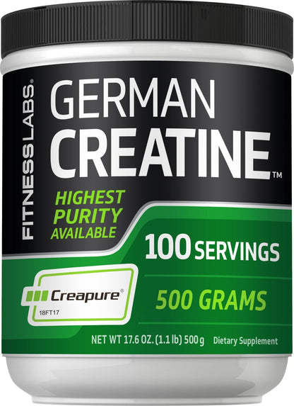 Fitness Labs German Creatine Monohydrate Powder | 500 Grams | Creapure Fitness Supplement | for Men & Women | Unflavored | 100 Servings - Maple Wellness Supplements