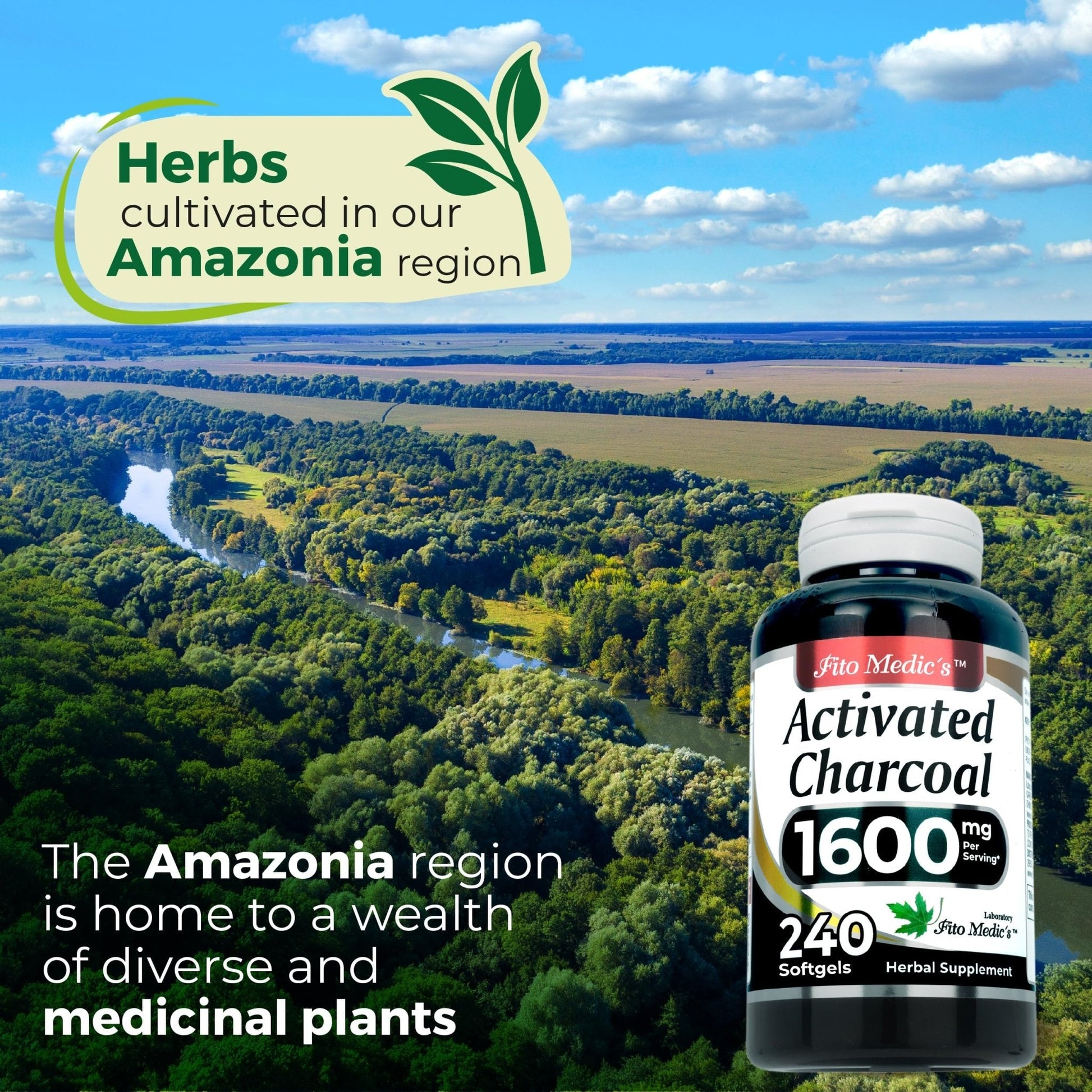 FITO MEDIC'S Lab | Activated Charcoal | 240 caps | Activated Charcoal Pills - Maple Wellness Supplements