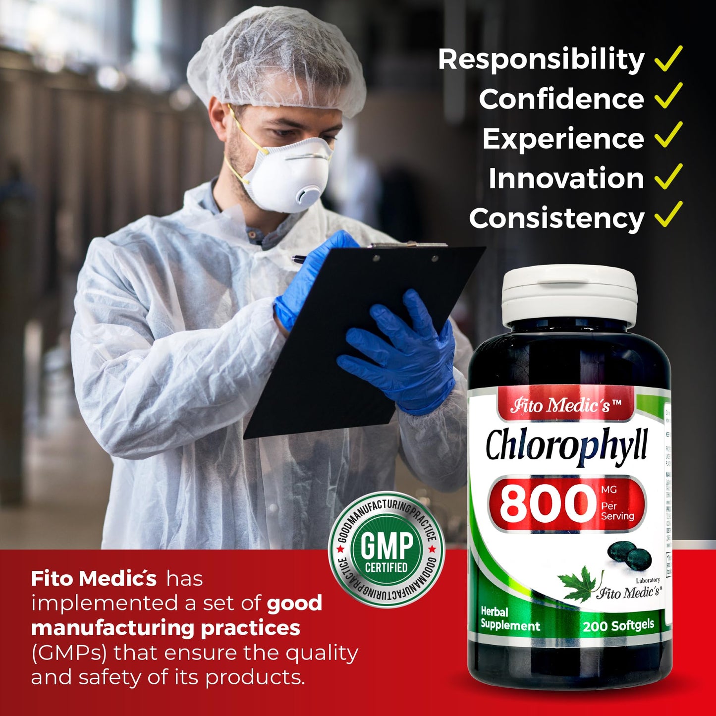 FITO MEDIC'S Lab Chlorophyll Supplement, 200 Softgels, Chlorophyll Capsules - Maple Wellness Supplements
