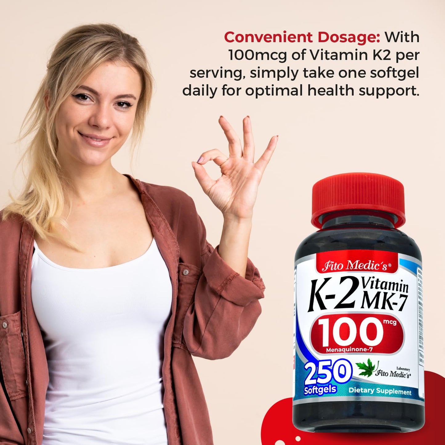 FITO MEDIC'S Lab | Vitamin k2 | k2 Vitamin Supplement | Vitamin k | 250 softgels | 100 mcg | - Maple Wellness Supplements