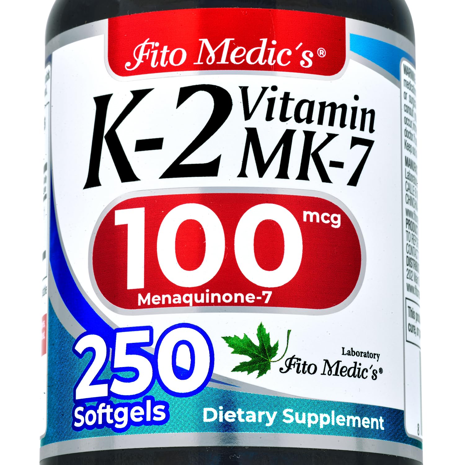FITO MEDIC'S Lab | Vitamin k2 | k2 Vitamin Supplement | Vitamin k | 250 softgels | 100 mcg | - Maple Wellness Supplements