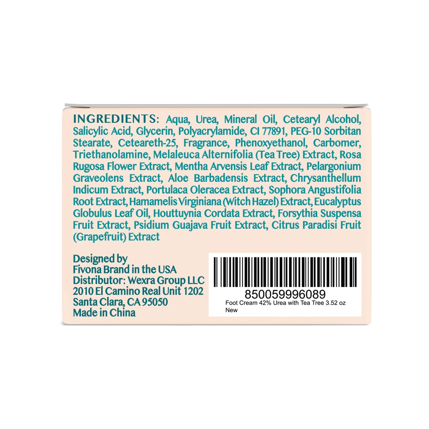 FIVONA 42% Urea Foot Cream for Thick, Rough Dry Skin - Maximum Strength Callus Softening with 2% Salicylic Acid, Tea Tree & Aloe Vera, 100g (3.5 oz) - Deep Moisturizing Foot Care - Maple Wellness Supplements