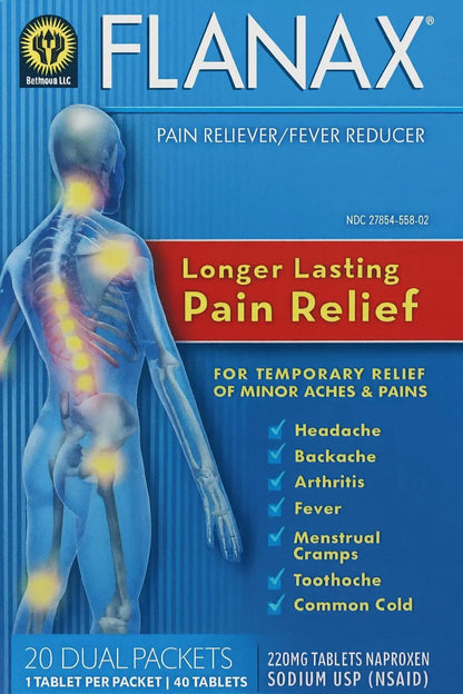 Flanax Pain Reliever Tablets 2ct Retail Dispenser - Maple Wellness Supplements
