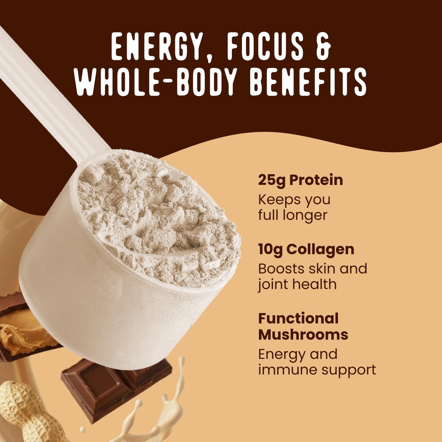 FlavCity Grass Fed Whey Chocolate Protein Powder - Chocolate Peanut Butter - 25g Protein & 10g Collagen - Made with Organic Cocoa & Coconut Milk - Gluten Free & No Added Sugars (20 Servings) - Maple Wellness Supplements