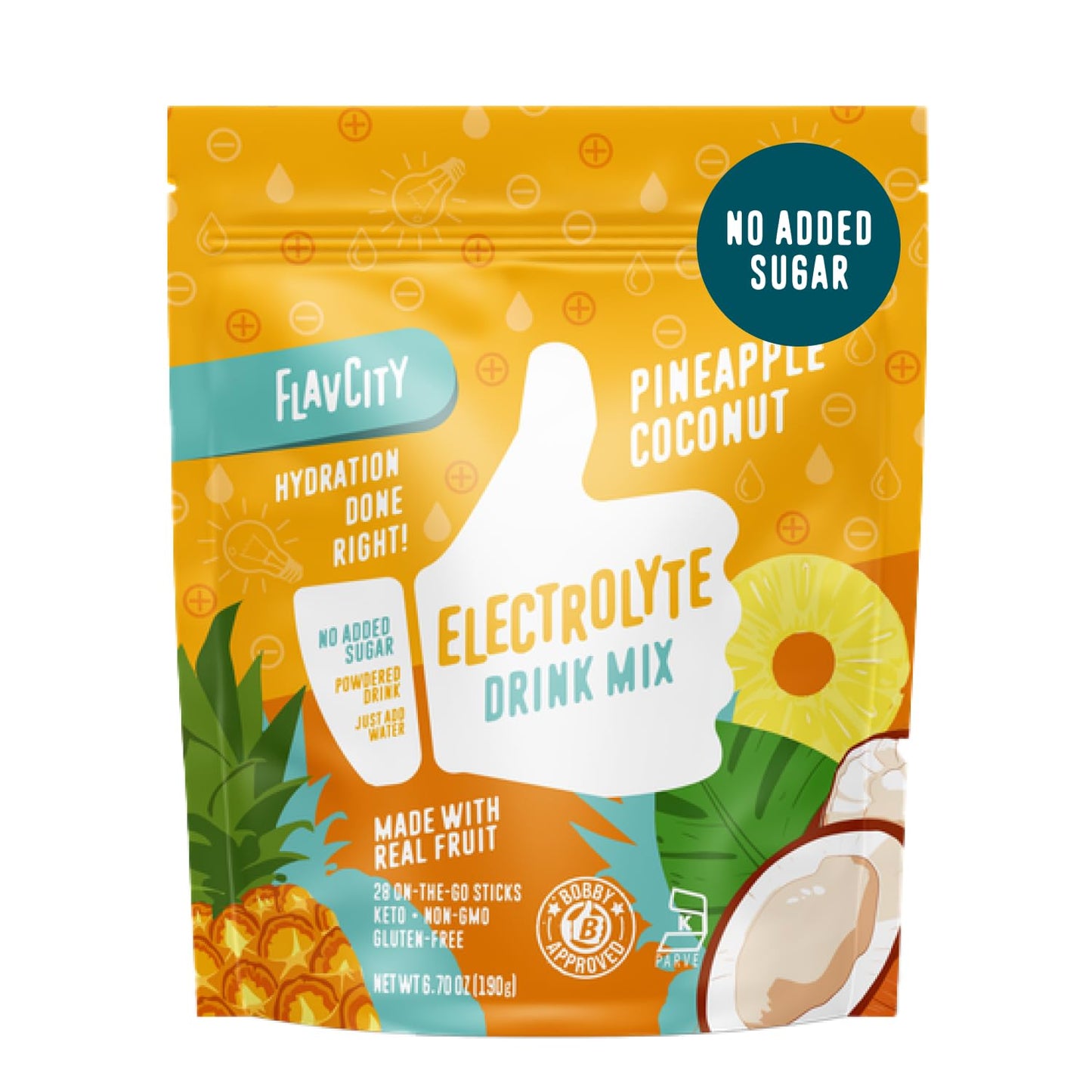FlavCity Pineapple Coconut Electrolytes Powder Packets - 28 Hydration Packets - No Added Sugar - Hydration Powder with Real Fruit & Unrefined Sea Salt - Maple Wellness Supplements