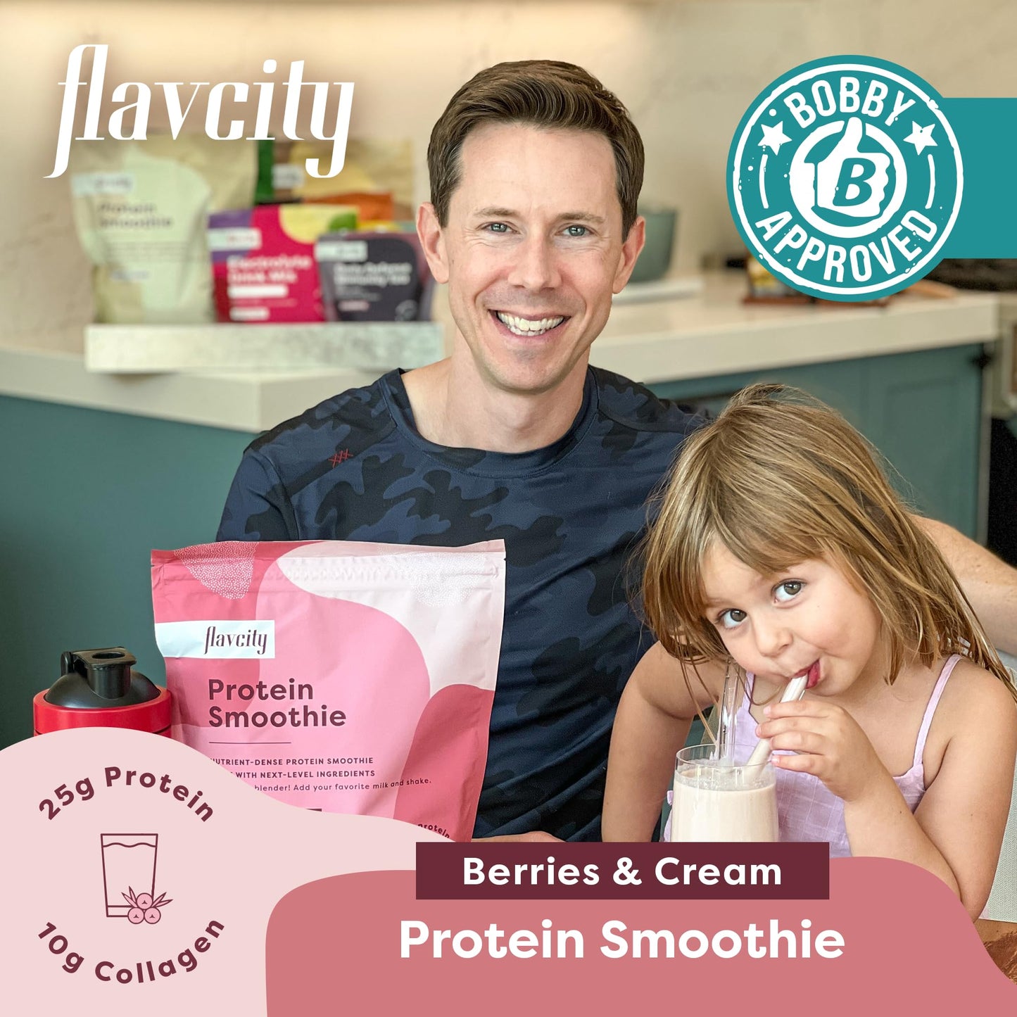 FlavCity Protein Powder Smoothie, Berries & Cream - 100% Grass-Fed Whey Protein - Maple Wellness Supplements