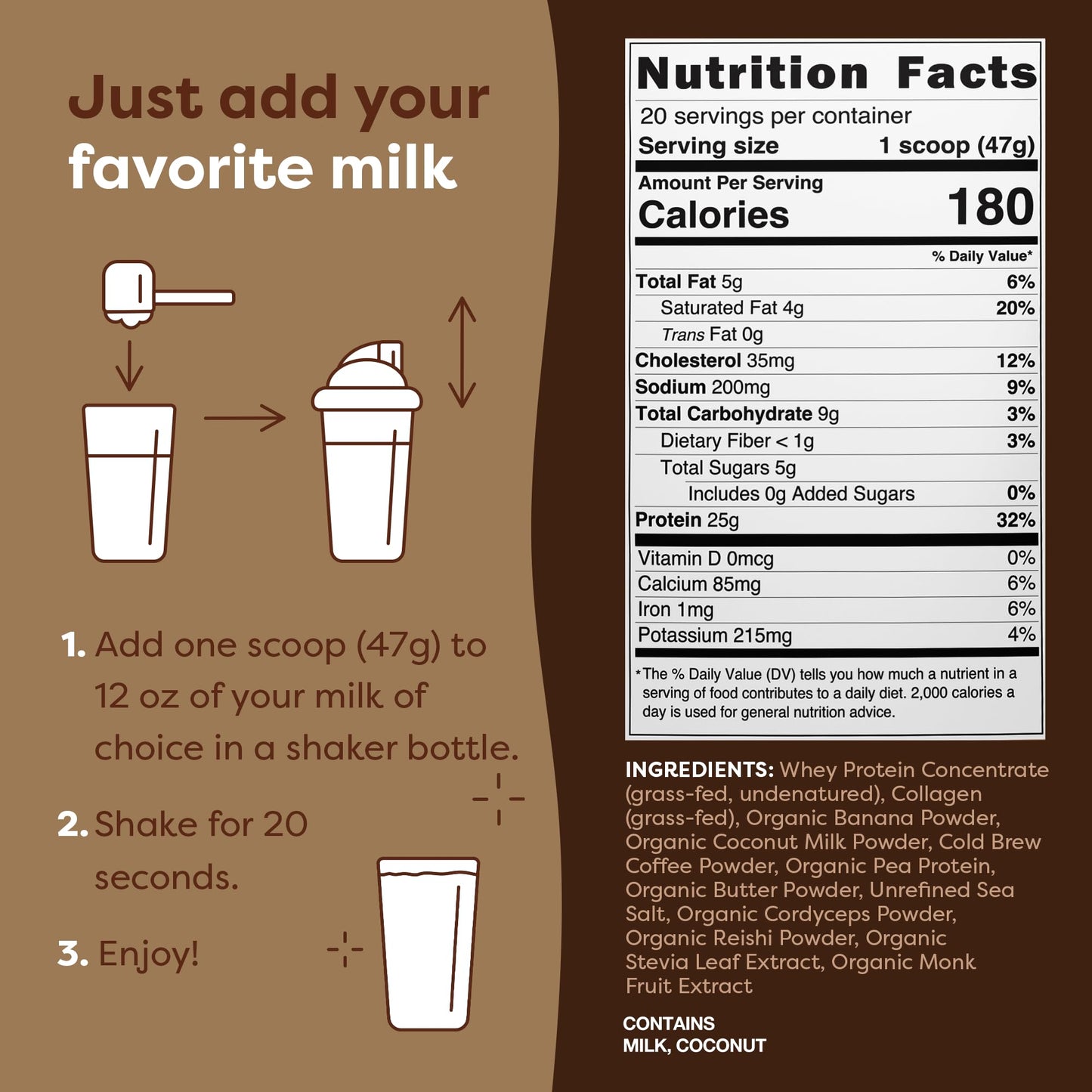 FlavCity Protein Powder Smoothie, Butter Coffee - 100% Grass-Fed Whey Protein Powder - Maple Wellness Supplements