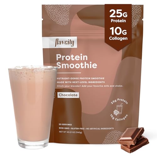 FlavCity Protein Powder Smoothie, Chocolate - 100% Grass-Fed Whey Protein Smoothie - Maple Wellness Supplements