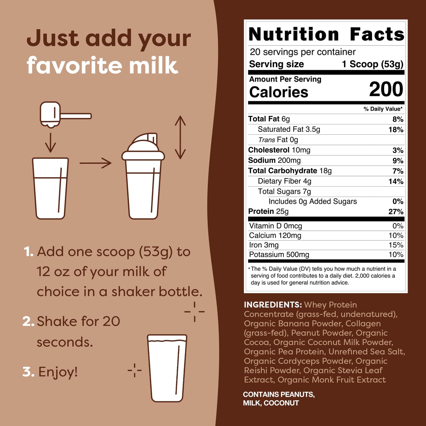 FlavCity Protein Powder Smoothie, Chocolate Peanut Butter - 100% Grass-Fed Whey Pro - Maple Wellness Supplements