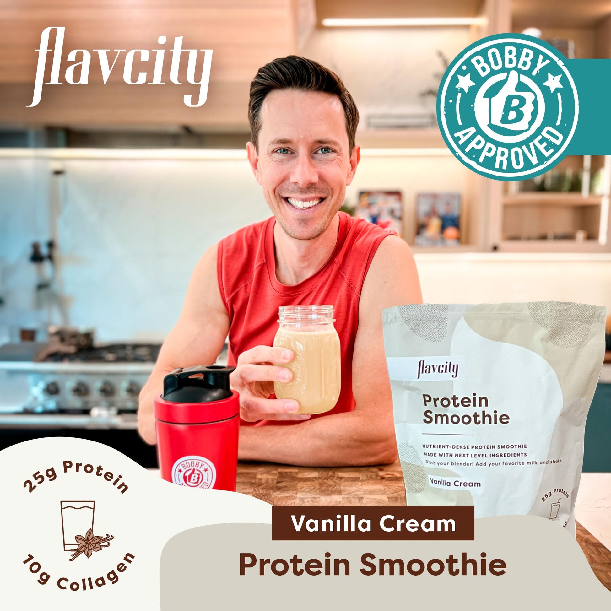 FlavCity Protein Powder Smoothie, Vanilla - 100% Grass-Fed Whey Protein - Maple Wellness Supplements