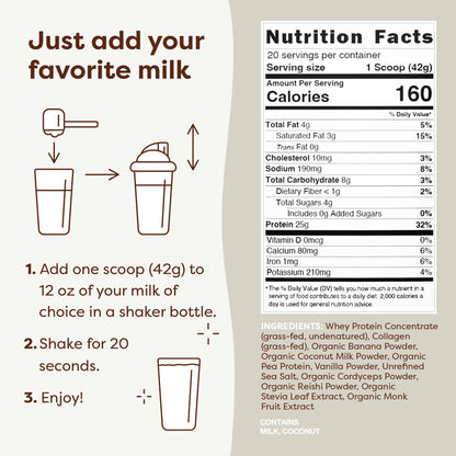 FlavCity Protein Powder Smoothie, Vanilla - 100% Grass-Fed Whey Protein - Maple Wellness Supplements