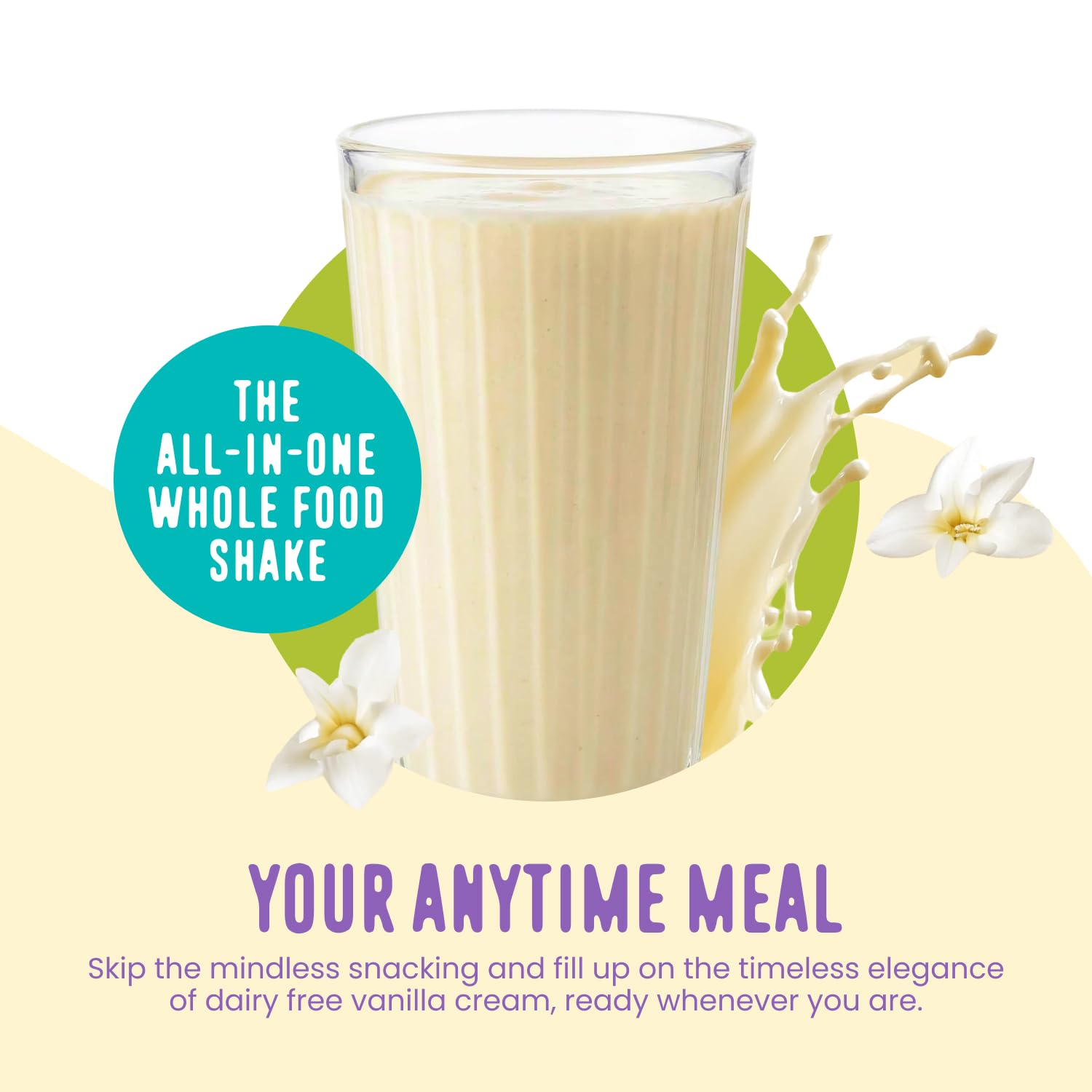 FlavCity Vegan Almond Protein Shake Powder, Vanilla Cream + Reishi & Cordyceps Mushrooms - Focus, Skin, Hair & Joint Support - Organic Fruit All in One Smoothie On-the-Go, 20 Servings - Maple Wellness Supplements