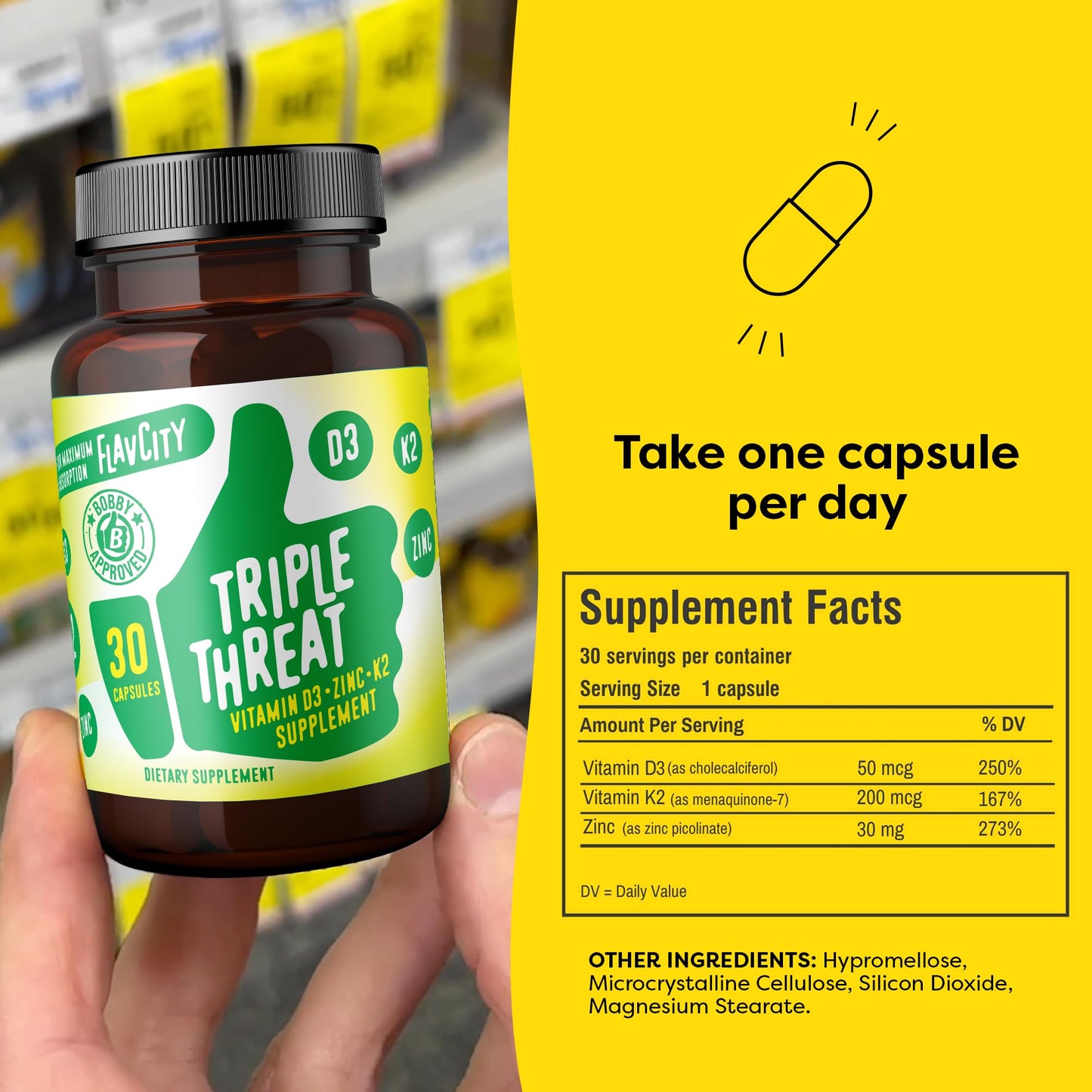 FlavCity Vitamin D3, K2 & Zinc - Triple Threat Supplement - Daily or Seasonal Immune Support - Vitamin D with K2 for Enhanced Absorption - Maple Wellness Supplements