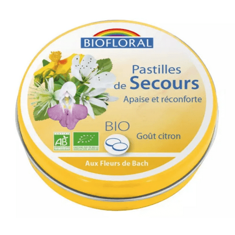 Fleur de Bach SANS ALCOOL Pastilles de secours BIO Boite 50 g BIOFLORAL - Maple Wellness Supplements