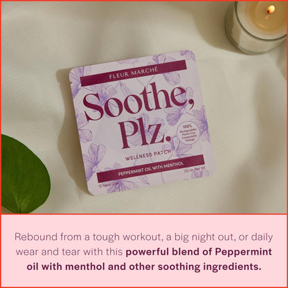 Fleur Marche Soothe, Plz. Botanical Patch - Muscle Recovery Patch with Peppermint Oil & Menthol - Post Night Out, Post Workout, or Daily Relief - Highly Bioavailable - 7 Patches - Maple Wellness Supplements