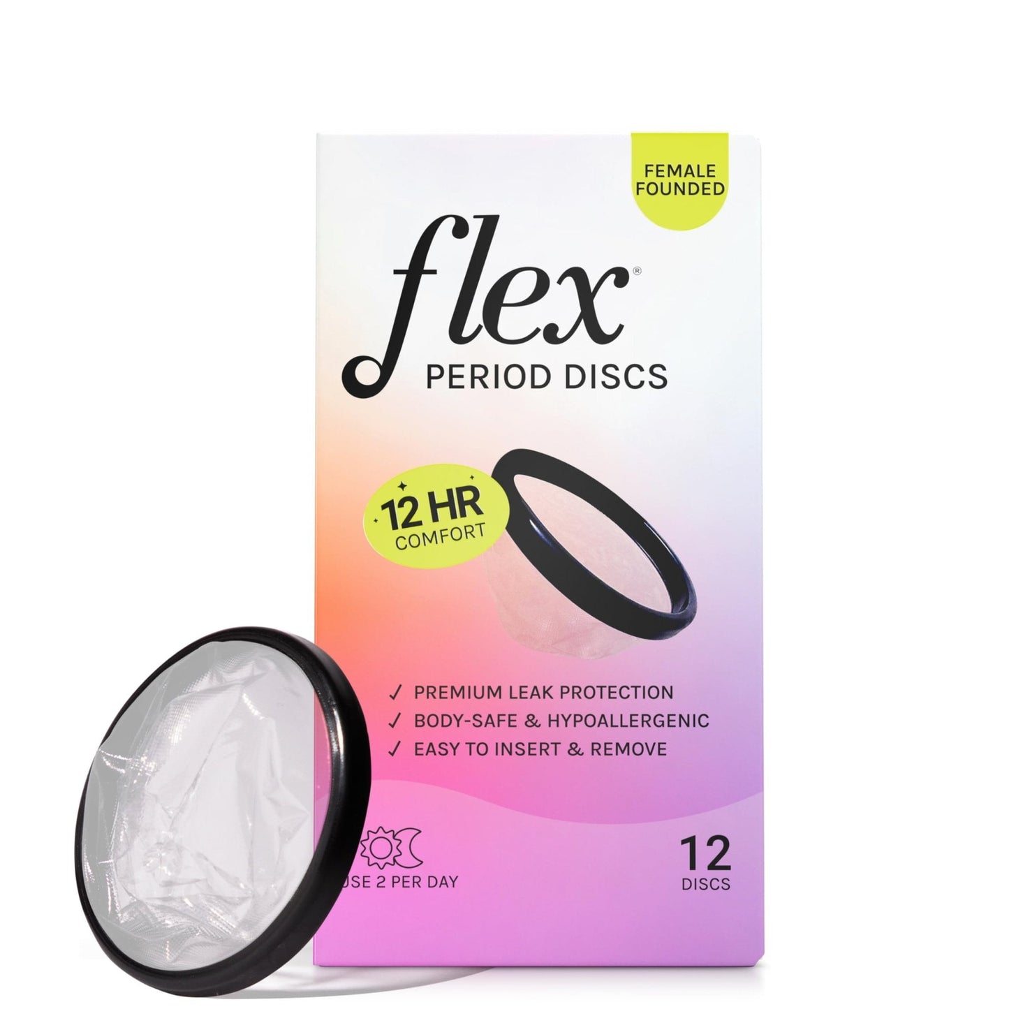 Flex Menstrual Discs | Disposable Period Discs | Reduce Cramps & Dryness | Beginner-Friendly Tampon Alternative | Capacity of 5 Super Tampons | Made in Canada | 12 Count - Maple Wellness Supplements