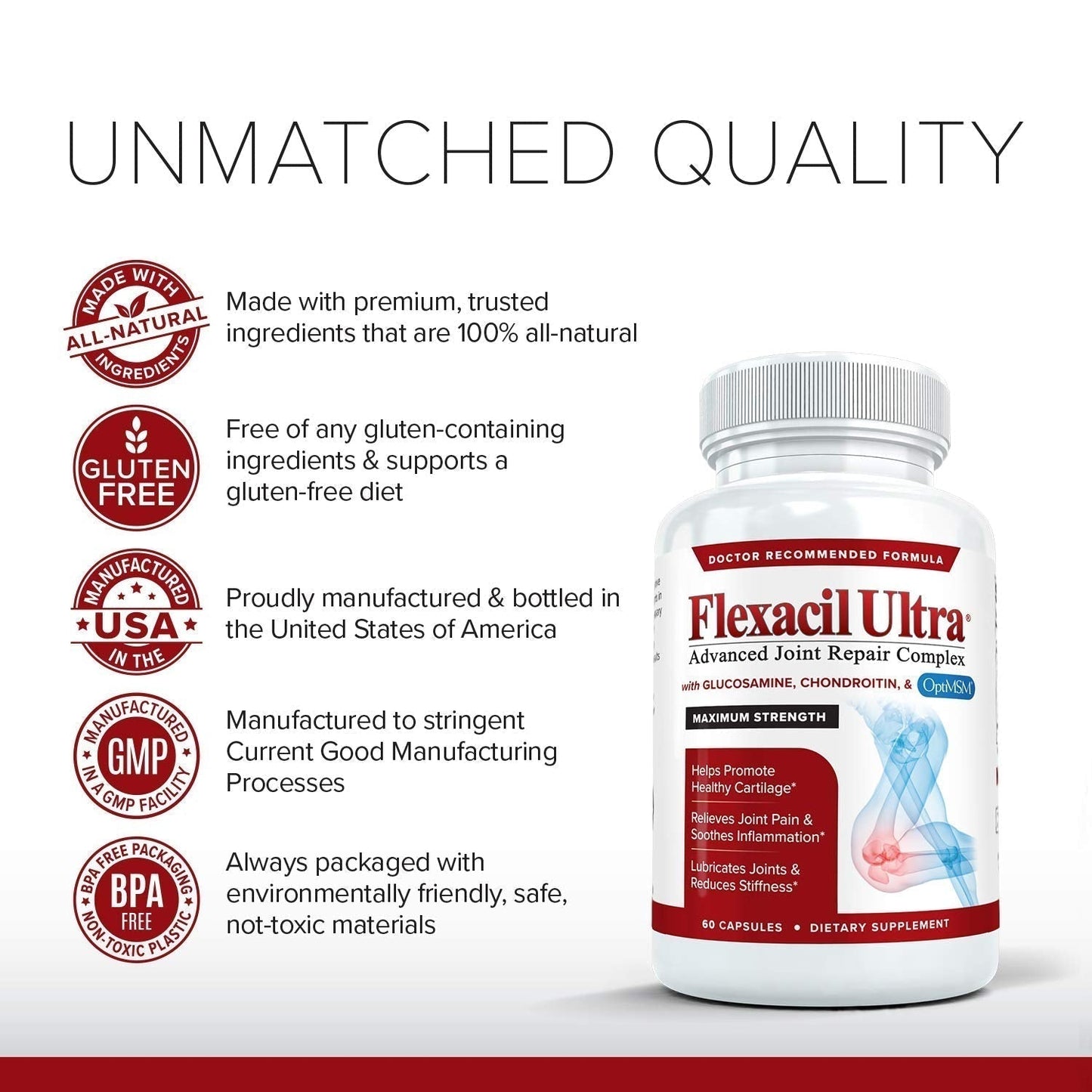 Flexacil Ultra Joint Health & Support Supplement with Glucosamine, Chondroitin - Maple Wellness Supplements