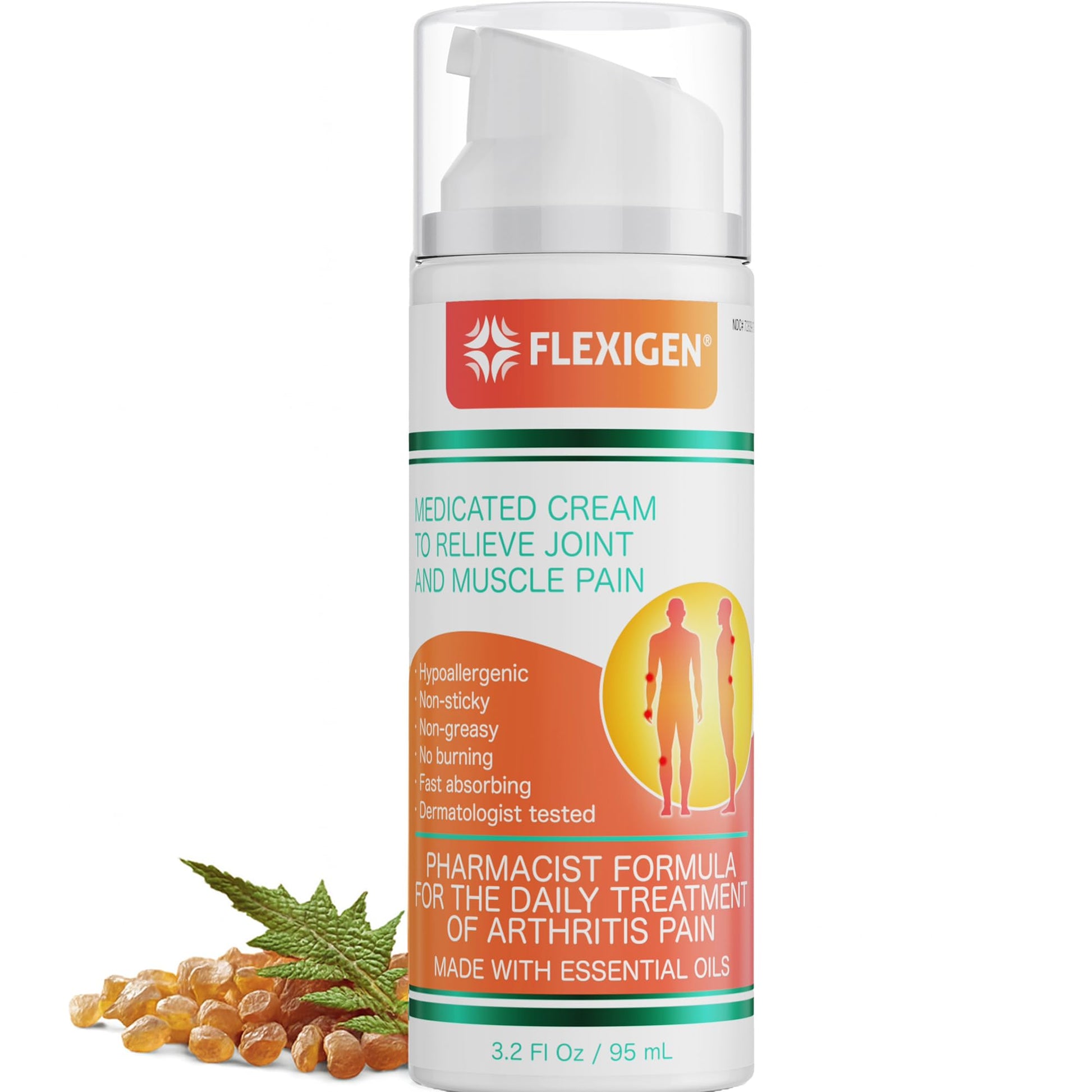 FLEXIGEN, Frankincense Pain Relief Cream Lotion– 3.2 oz Spray Pump – Natural Rub for Arthritis, Menthol Therapy Joint & Muscle Pain – Cooling Formula, Pleasant Scent – Topical OTC - Maple Wellness Supplements