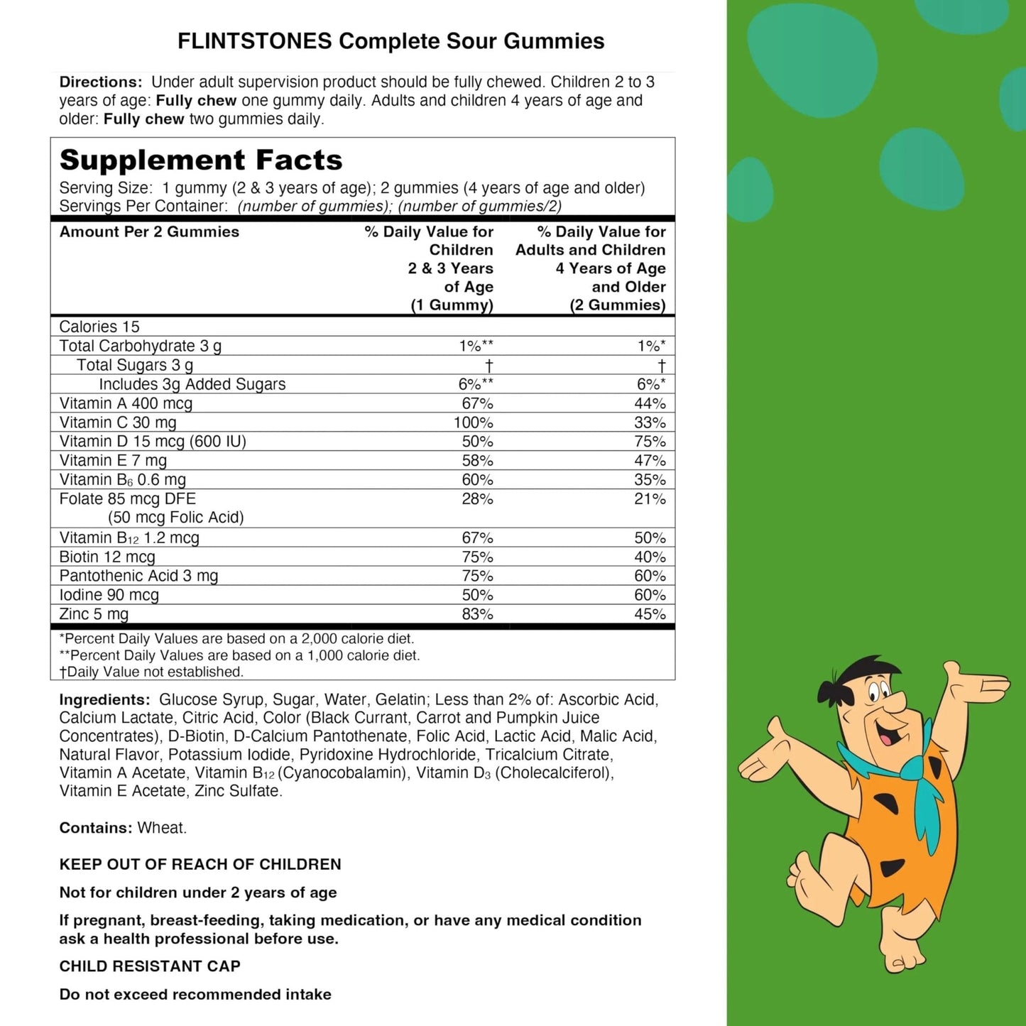 Flintstones Sour Gummy Vitamins For Kids, Kids Multivitamin Gummies with Vitamins C, B6, B12, A & Vitamin D, Support Kids Growth and Development, 180 Count - Maple Wellness Supplements