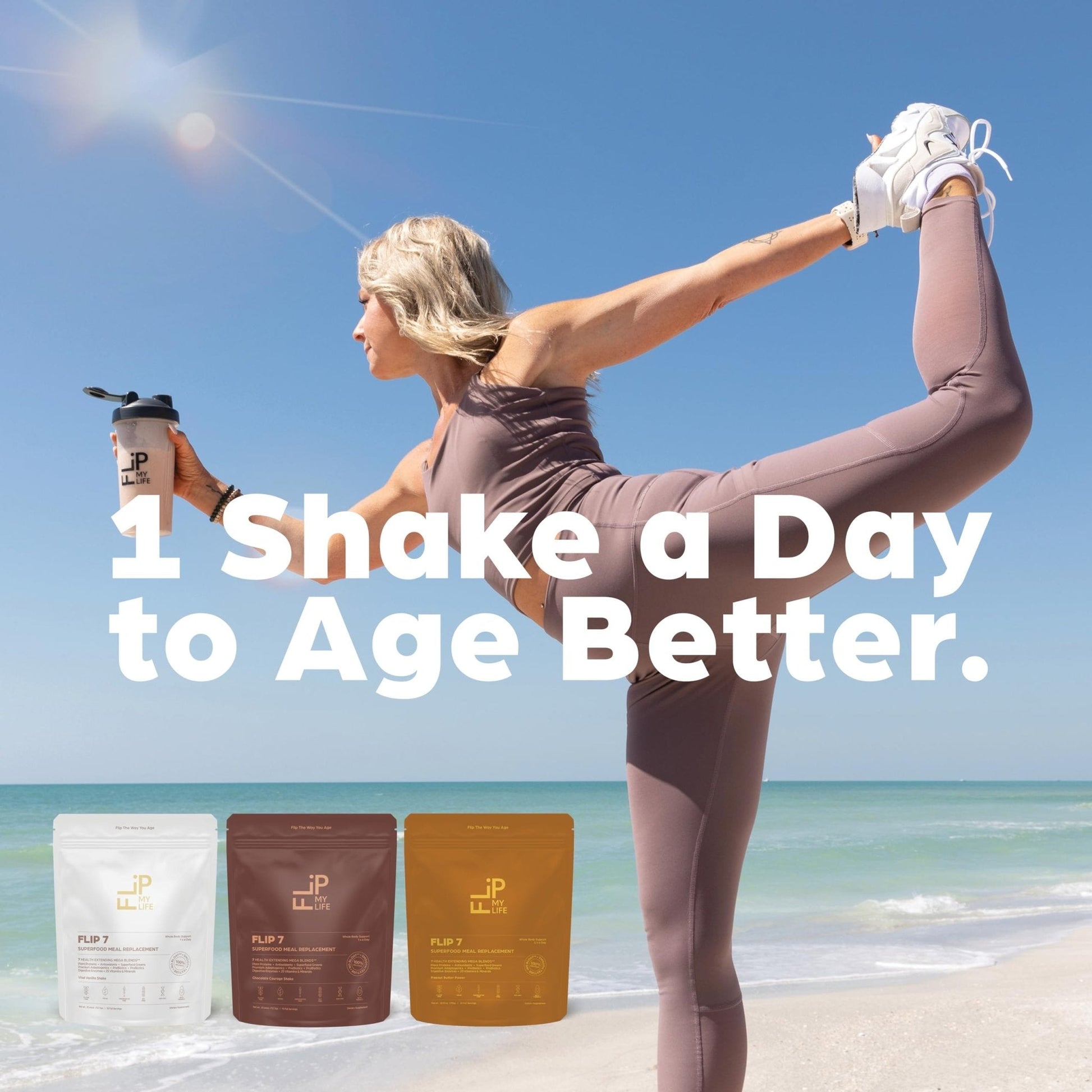 Flip My Life, Flip 7 Natural SuperFood, Plant-Based Protein, Complete Meal Replacement to Support Healthy Gut, 7 Mega Nutrient Rich Blends - Maple Wellness Supplements