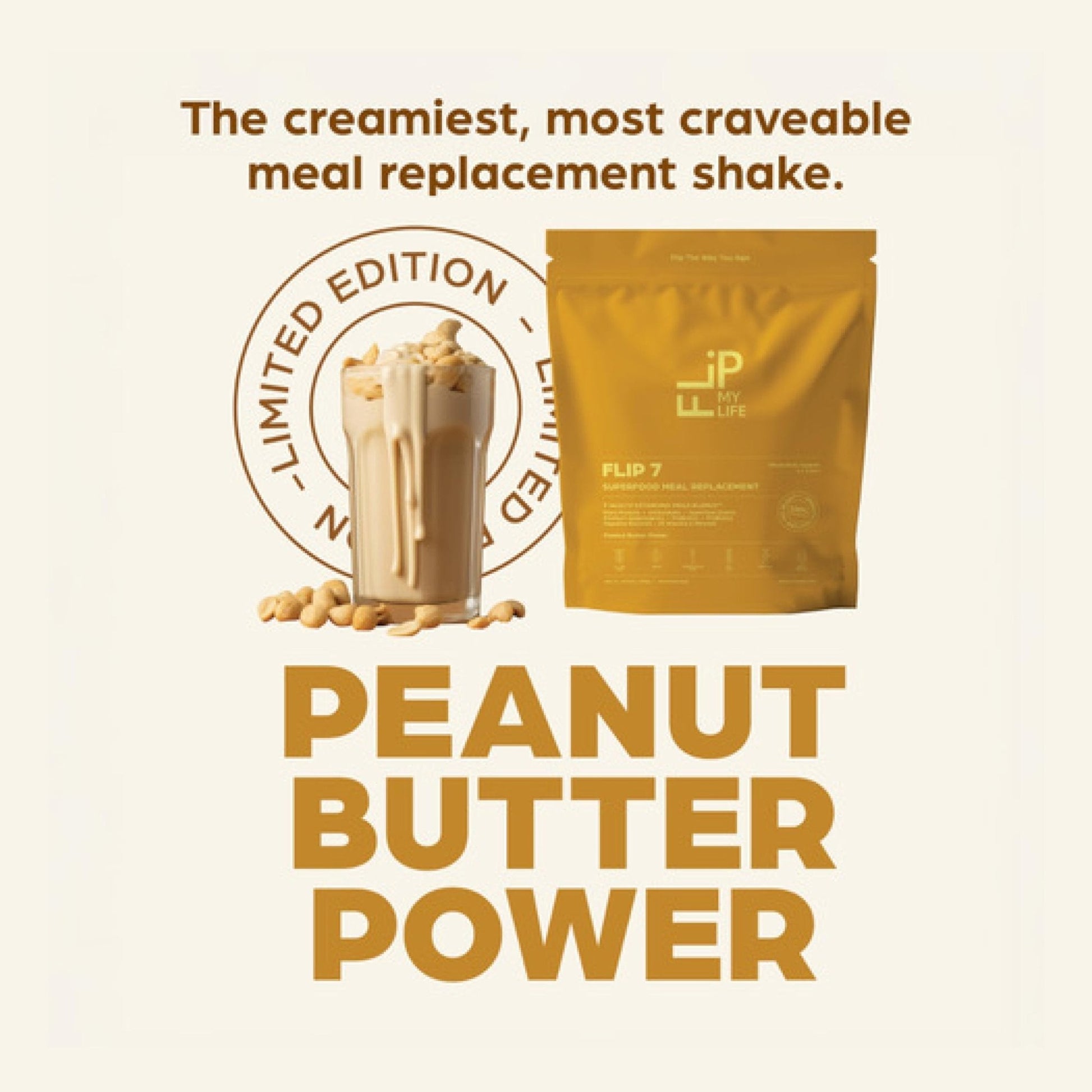 Flip My Life, Flip 7 Natural SuperFood, Plant-Based Protein, Complete Meal Replacement to Support Healthy Gut, 7 Mega Nutrient Rich Blends all in one to AGE BETTER - Peanut Butter - Maple Wellness Supplements