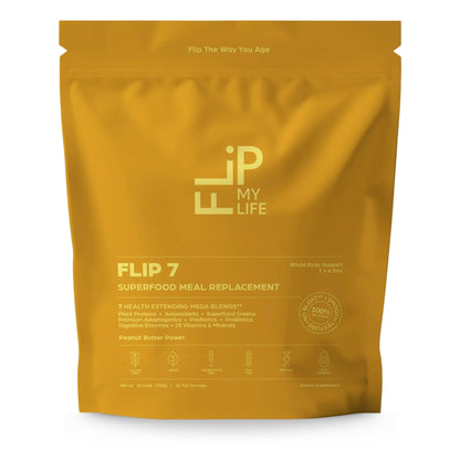 Flip My Life, Flip 7 Natural SuperFood, Plant-Based Protein, Complete Meal Replacement to Support Healthy Gut, 7 Mega Nutrient Rich Blends all in one to AGE BETTER - Peanut Butter - Maple Wellness Supplements