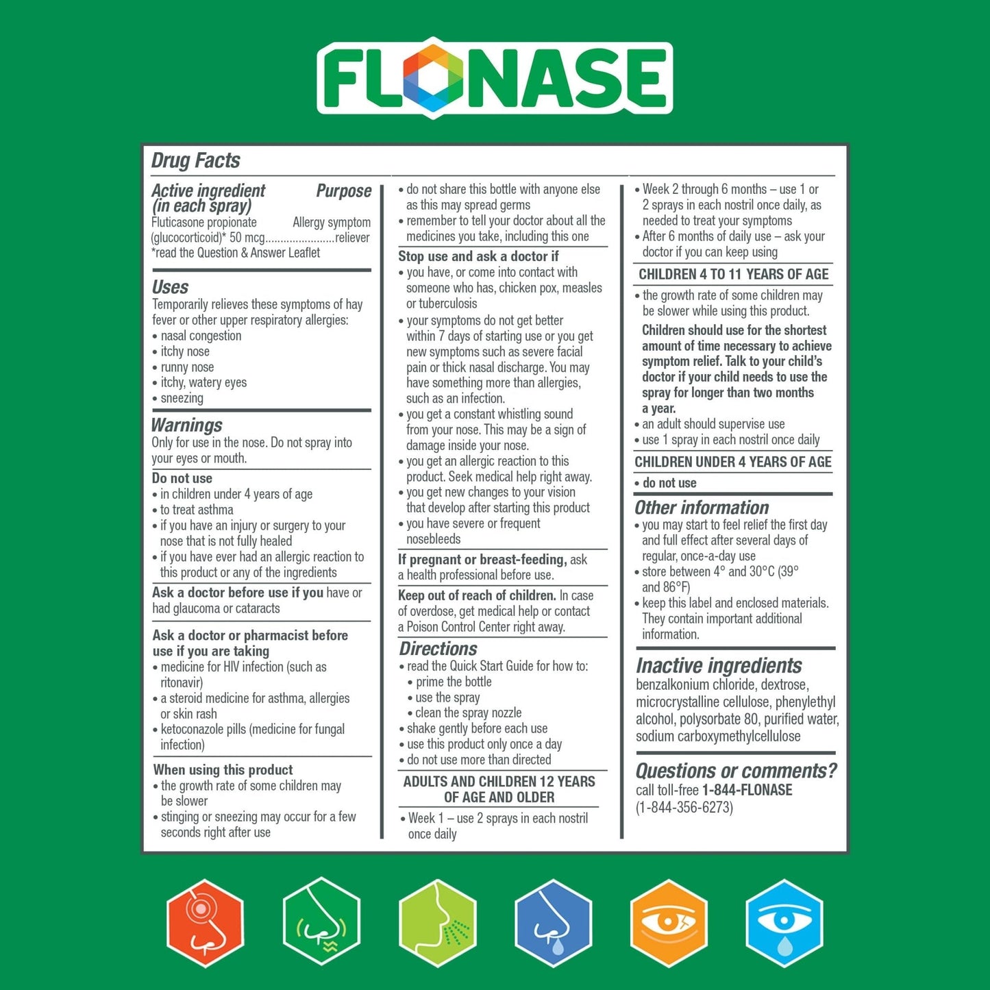 Flonase Allergy Relief Nasal Spray, 24-Hour Non-Drowsy Multi-Symptom Relief 144 Sprays, Bonus Pack of Tissues - Maple Wellness Supplements