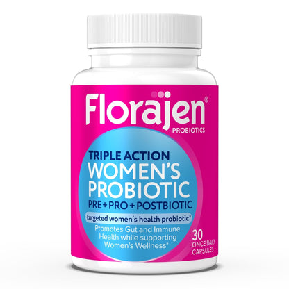 Florajen Women's Complete Triple-Action Prebiotic + Probiotic + Postbiotic for Digestive & Immune Support - Fast-Acting Relief from Constipation & Bloating - Maple Wellness Supplements