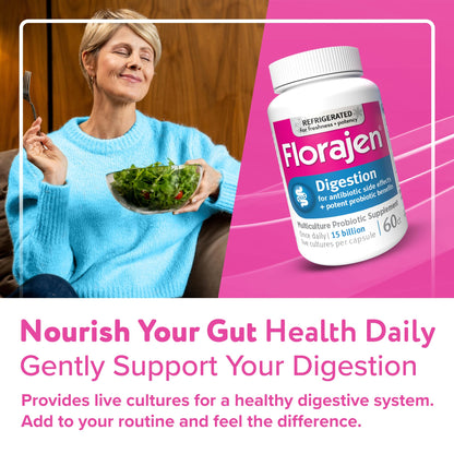 Florajen3 Digestion High Potency Refrigerated Probiotics | Restores Balance in Digestive System | for Antibiotic Side Effects | 60 Capsules - Maple Wellness Supplements
