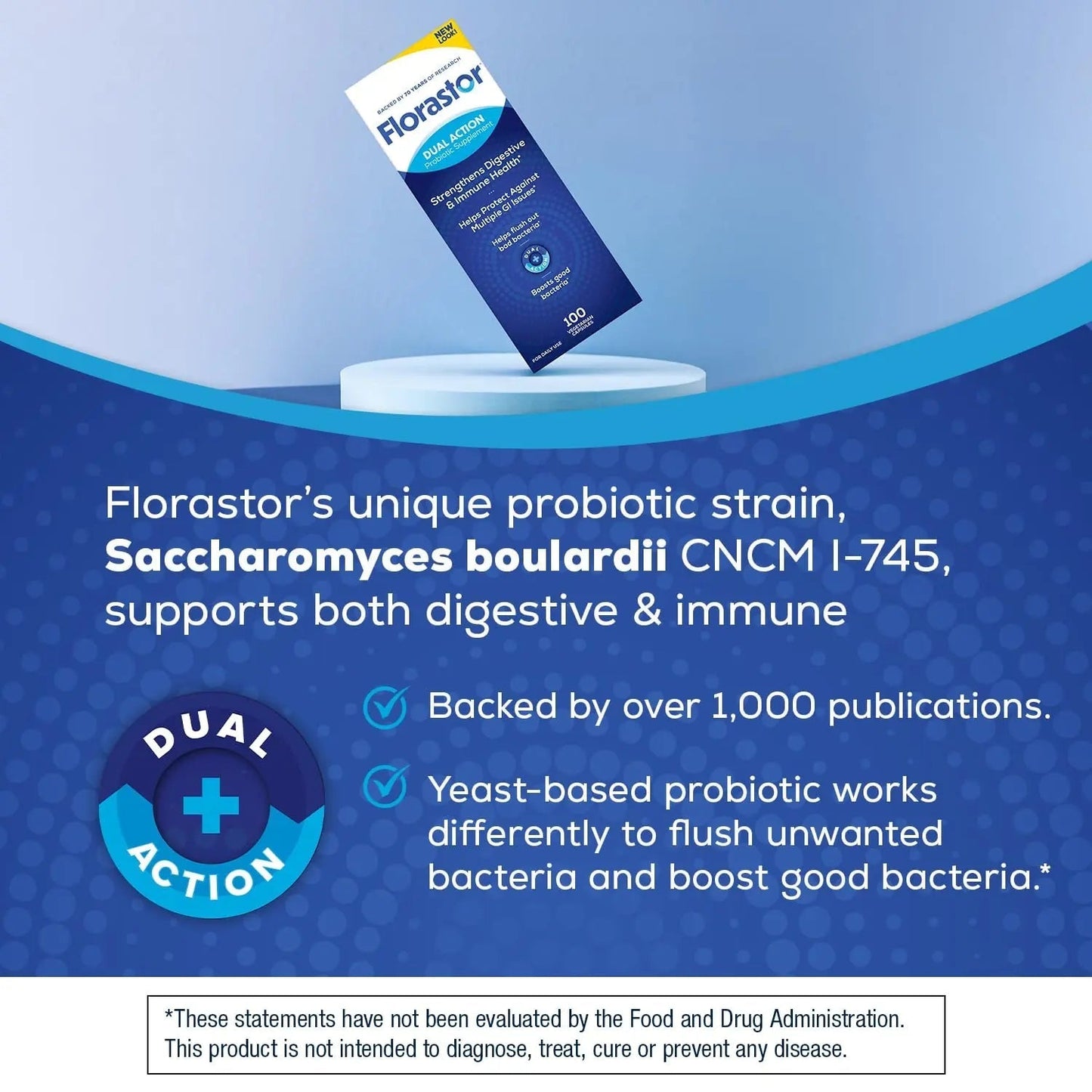 Florastor Probiotics for Digestive and Immune Health, 100 Capsules, Probiotics for Women & Men, Helps Flush Out Bad Bacteria, Boosts The Good with Our Unique Strain Saccharomyces Boulardii - Maple Wellness Supplements