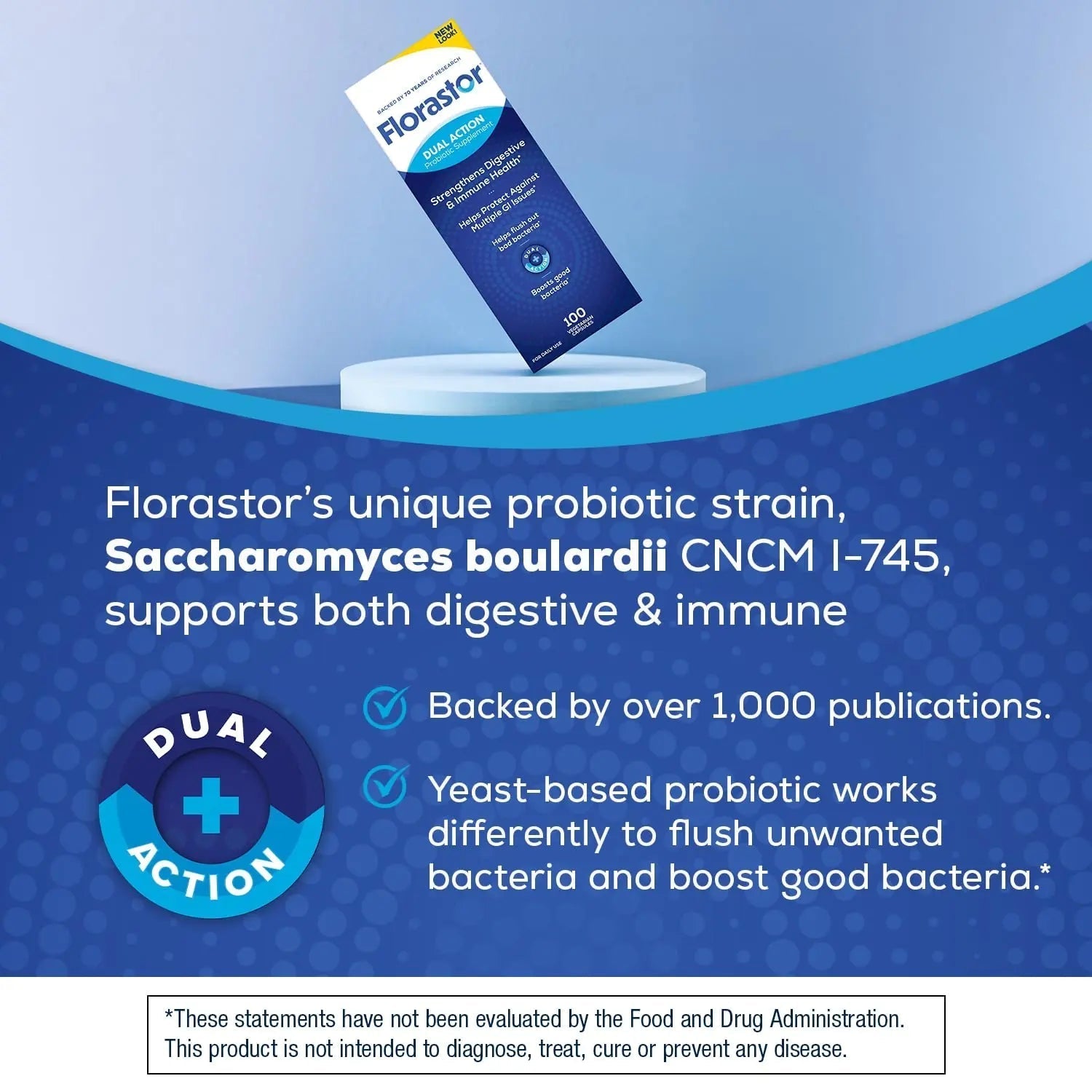 Florastor Probiotics for Digestive and Immune Health, 100 Capsules, Probiotics for Women & Men, Helps Flush Out Bad Bacteria, Boosts The Good with Our Unique Strain Saccharomyces Boulardii - Maple Wellness Supplements