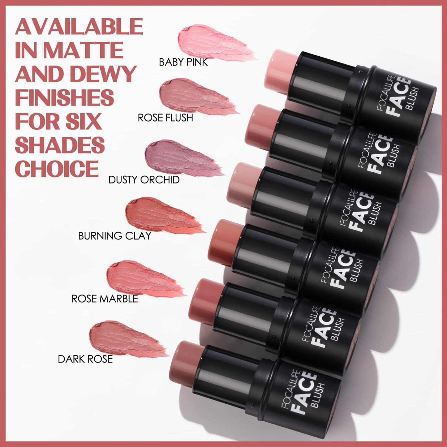FOCALLURE Cream Blush Makeup,Buildable Blush Stick for Cheeks,Matte and Dewy Finish,Long Wearing,Easy Application,Lightweight Multi Stick,ROSE FLUSH - Maple Wellness Supplements