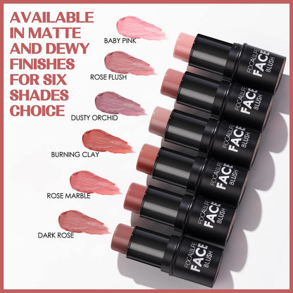 FOCALLURE Cream Blush Makeup,Buildable Blush Stick for Cheeks,Matte and Dewy Finish,Long Wearing,Easy Application,Lightweight Multi Stick,ROSE FLUSH - Maple Wellness Supplements